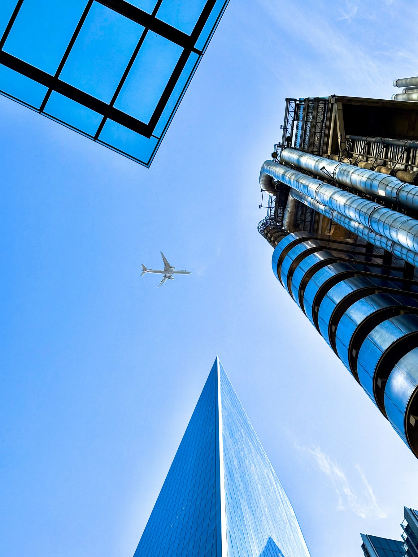 Airliner over the London skyline